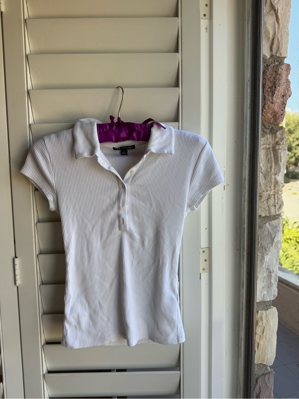 j. crew White Ribbed Polo Shirt sz S